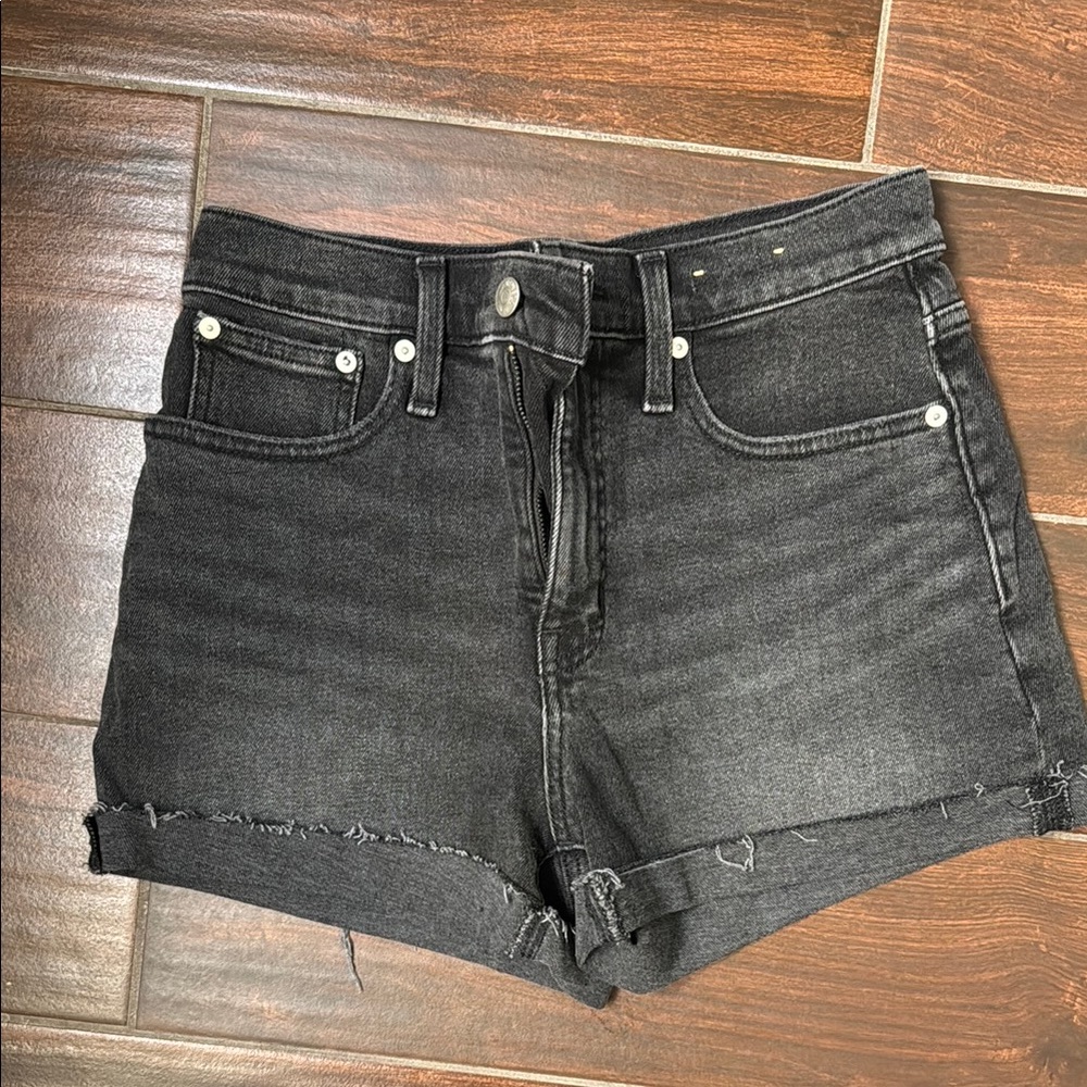 New Madewell 26 high waisted Black Denim Women's Shorts